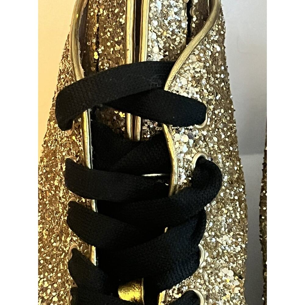 Minna Parikka Bunny Ears Sneaker •Women 40 /US 9• Gold Glitter Black Hi Top - Picture 10 of 15